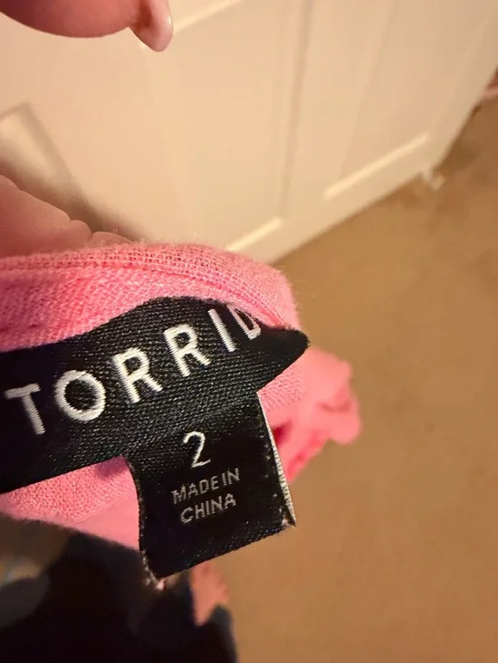 torrid Hot Pink Smocked Tiered Short Sleeve Tunic - Picture 2 of 2